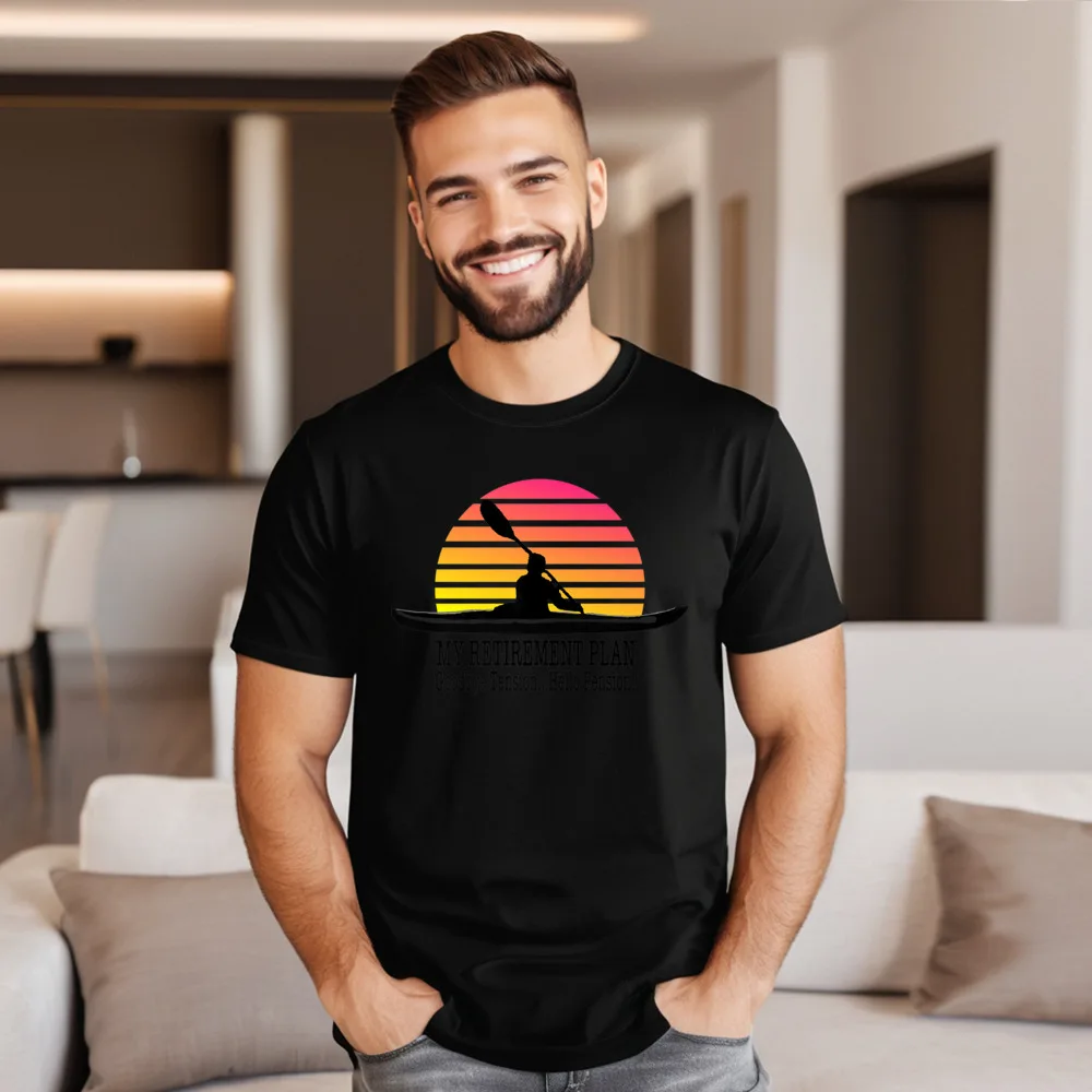 My Retirement Plan Kayak Retired 100% Cotton Tops Tees for Men Design T Shirt Special Round Collar Tee Shirt Short Sleeve
