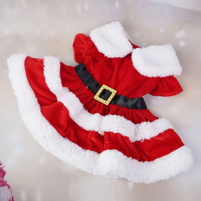 Dog Christmas Costume Cute Contrast Color Ruffle Pet Dress Cosplay Clothes Outfit for Cat Party Decoration Supplies