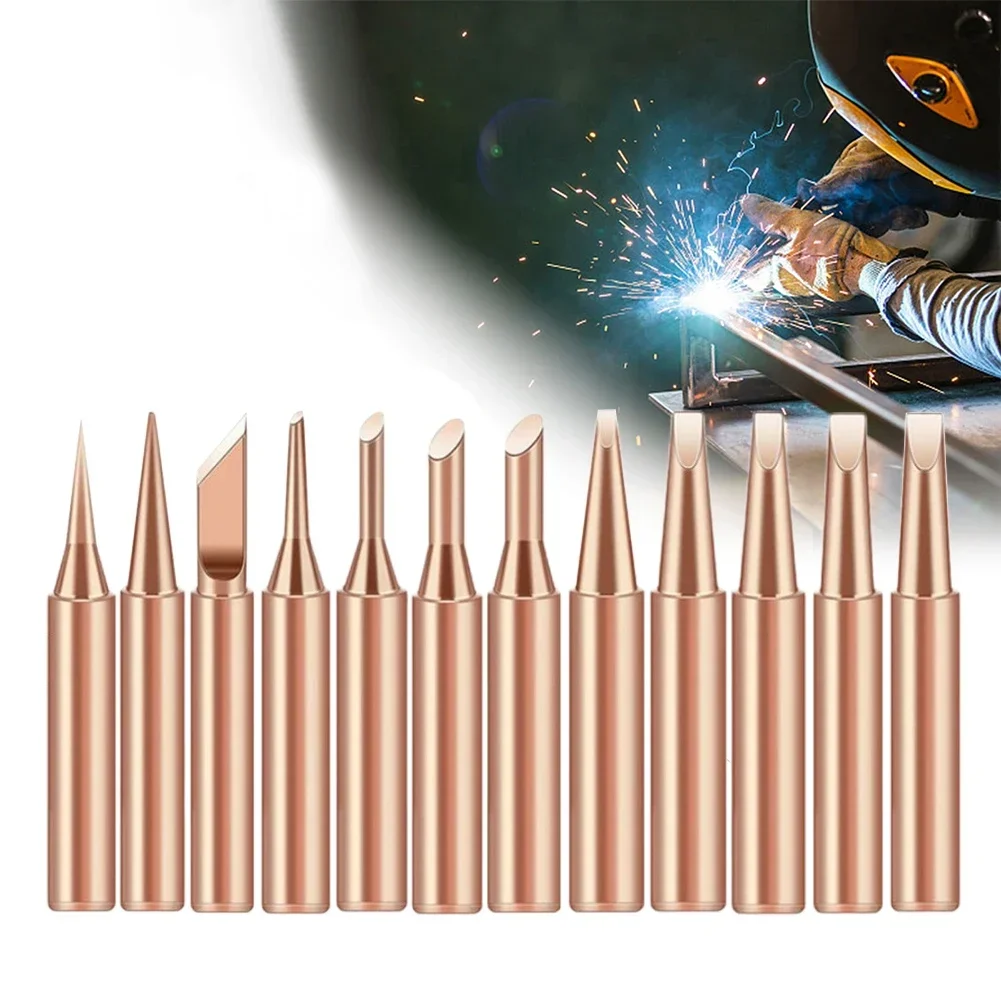 12pc Soldering Iron Tip Pure Copper 900M-T Soldering Iron Head Kit Inside Hot Bare Copper Electric Soldering Iron Welding Tool