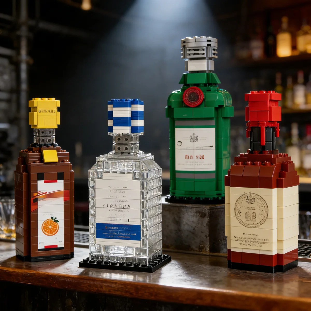 

Набор строительных блоков для бутылок вина, кирпичи, игрушка, креативная модель виски, декор для бара, аксессуары, подарок на день рождения для мужчин и женщин