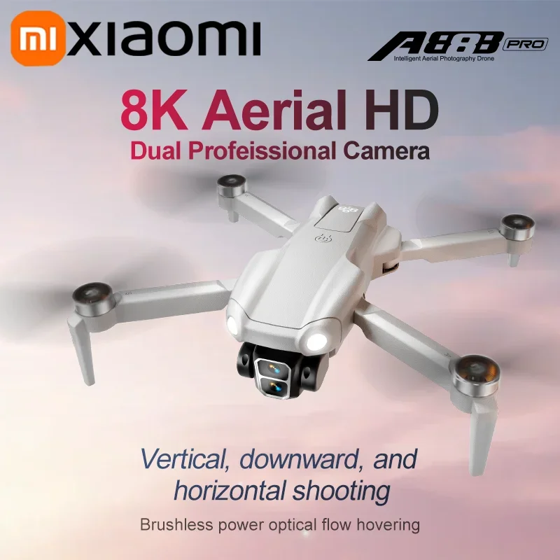 Xiaomi a888 pro vr drone 8k profissional aérea hd câmera dupla inteligente evitar obstáculos sem escova de energia dobrável brinquedo uav