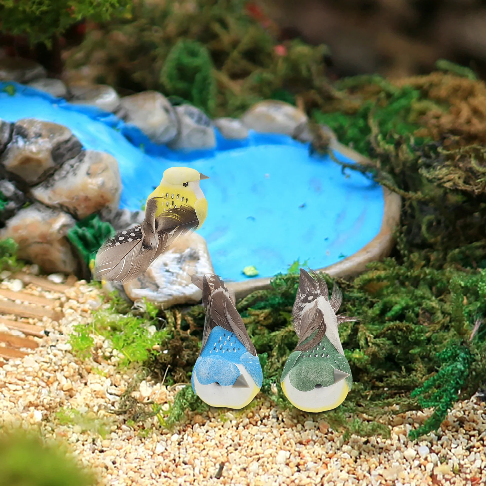 

12pcs Colorful Birds Statue Artificial Lifelike Decorative Models Garden Yard Fake Bird Decor Ornaments Easy Clean