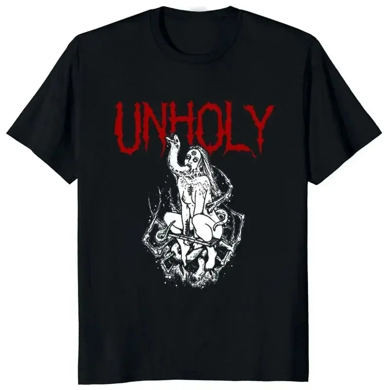 Pure Cotton T-shirt Women Men Devil Unholy Nun Print Oversized Black T Shirt Casual Tee Fashion Woman Clothing Vintage T-shirt