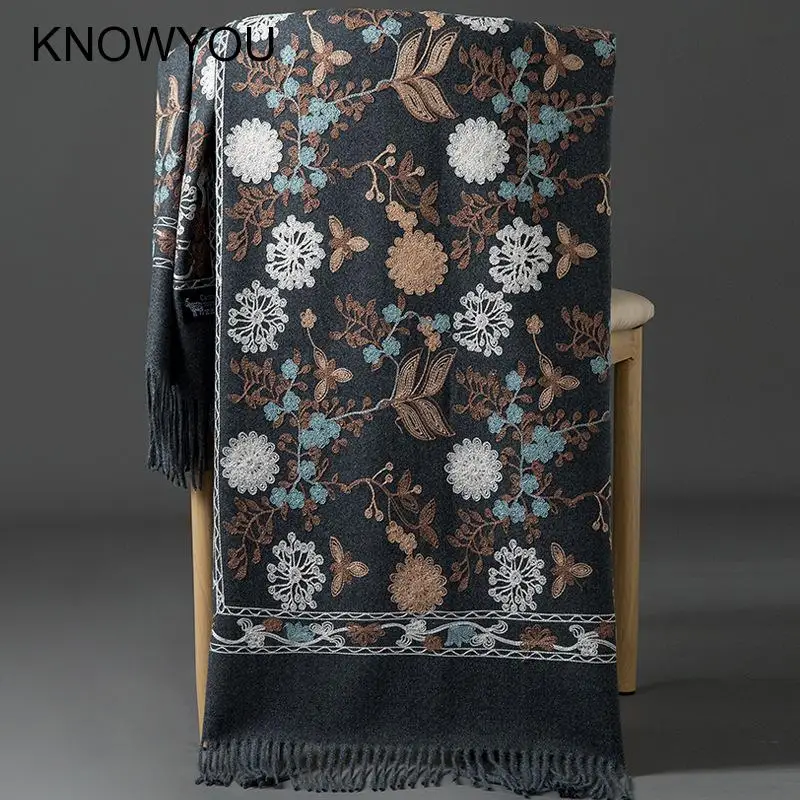 Optique-Pashmina en Cachemire Chaud pour Femme, Foulards à Pompons, Doux, Rond, Châle Long, Voyage, Automne, Hiver, Nouveau