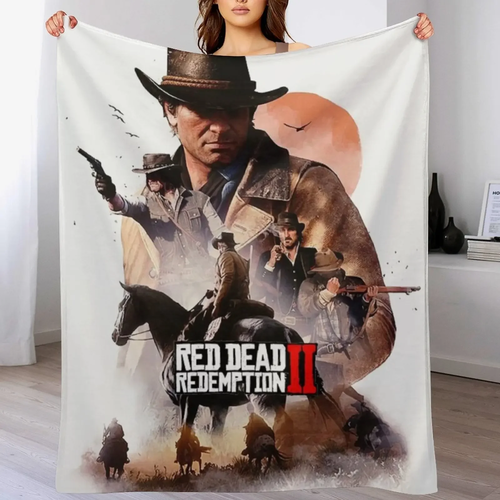 

Arthur Morgan Outlaw Artwork Throw Blanket Soft Beds Hair Luxury St Furrys Blankets