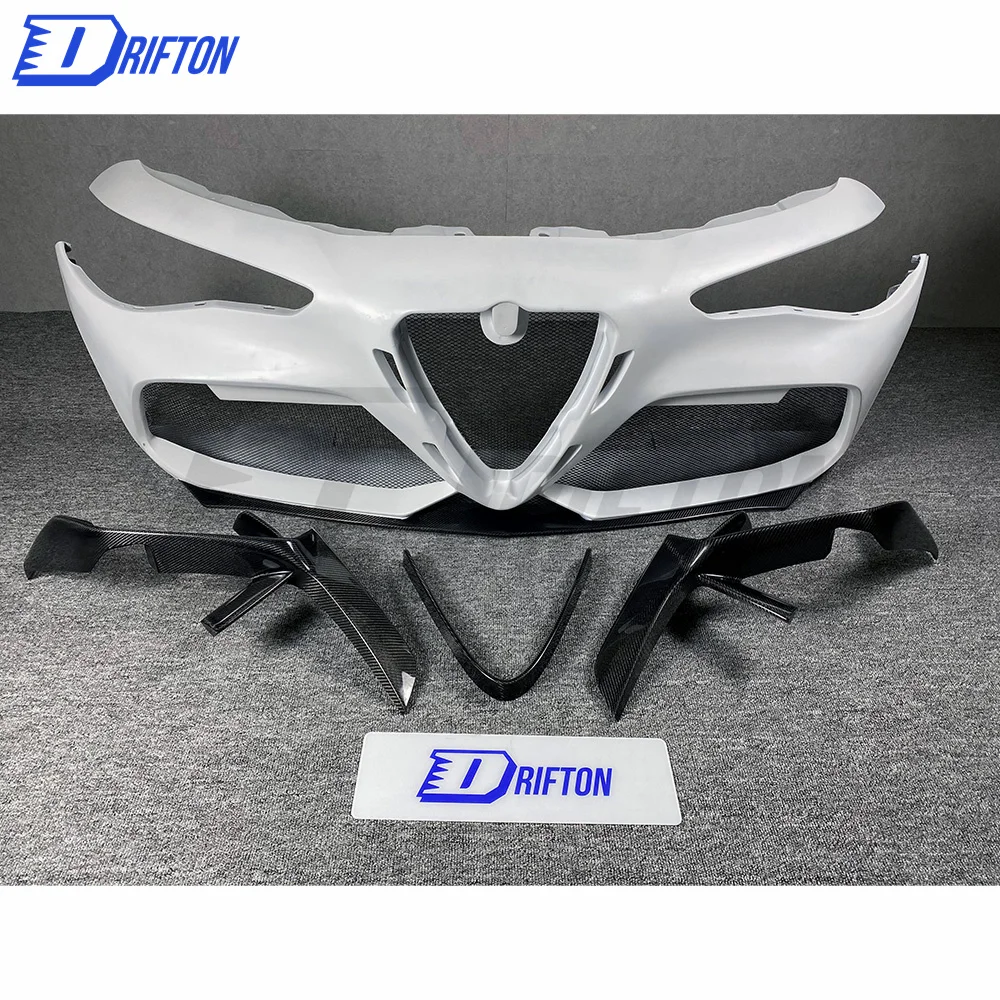 

[free ship] GTAM Style Front Bumper For Alfa Romeo Giulia Carbon Fiber Body Kit KOSHI BODYKIT 2016 2017 2018 2019 2020 2021 2022