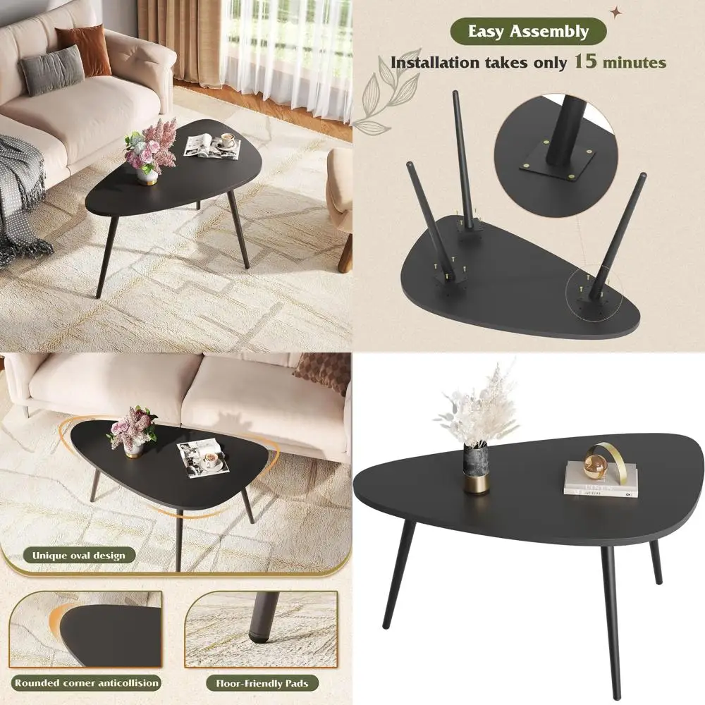 

Compact Modern Coffee Table, Ideal for Small Spaces, Easy Assembly, 33.5x18.9x18.7, Black