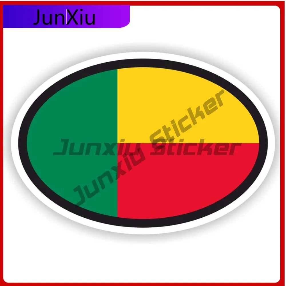 

Benin Flag Oval Sticker Waterproof Decals Custom Vinyl Decal Car Decoration Accessories For Desk V 125 Motorcycle Rally Suv Cove