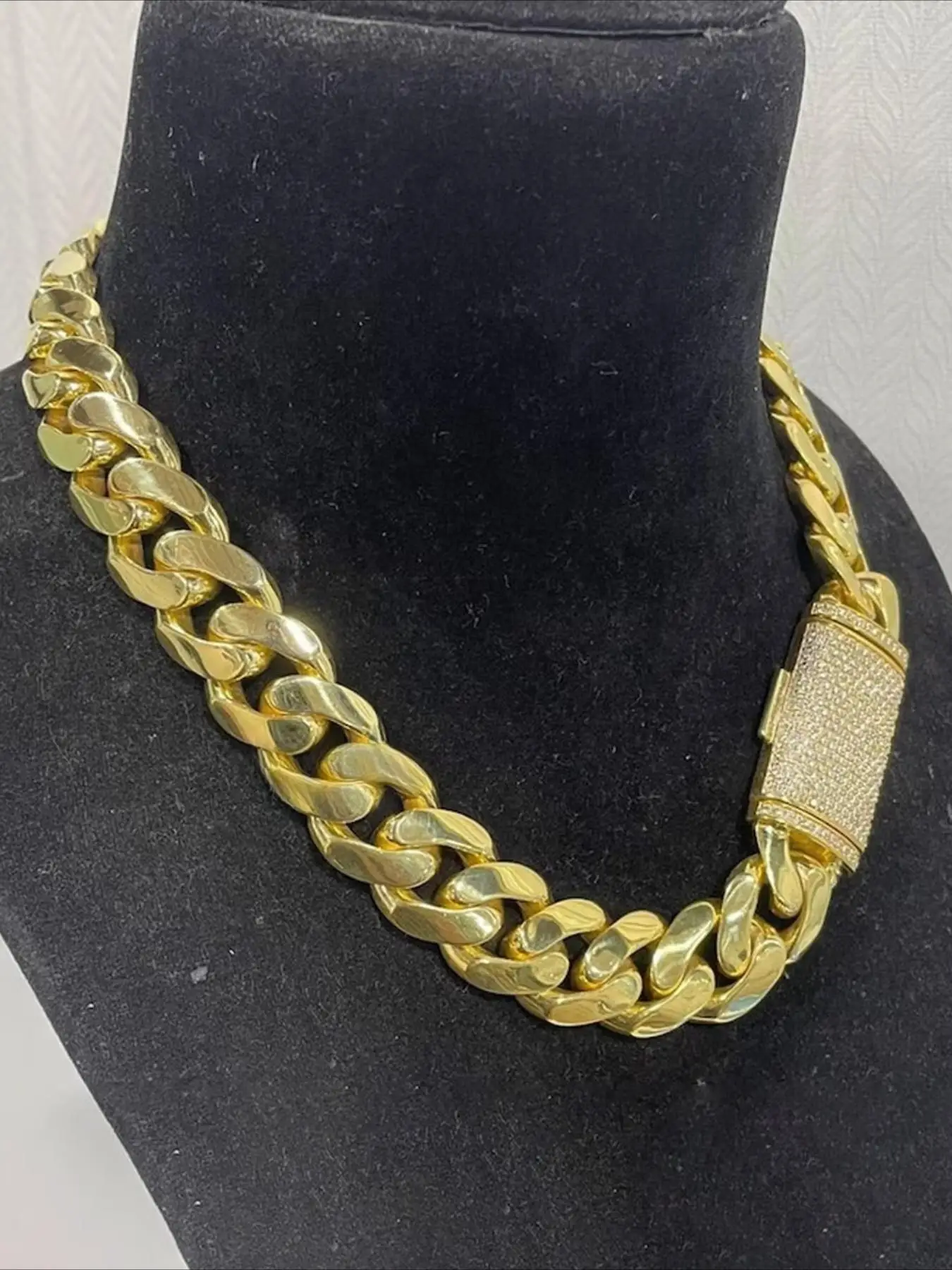 22Mm Miami Cuban Gold Plated Hip Hop Rap Luxury Custom Unique Cuban Chain, Large Cuban Chain Men's Exclusive Necklace,