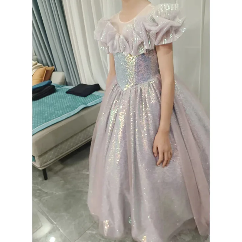 Children's Formal Dress Princess Dress 2025 Model Girls' High-End Dress Light Luxury Niche Children's Host Birthday Evening Dres