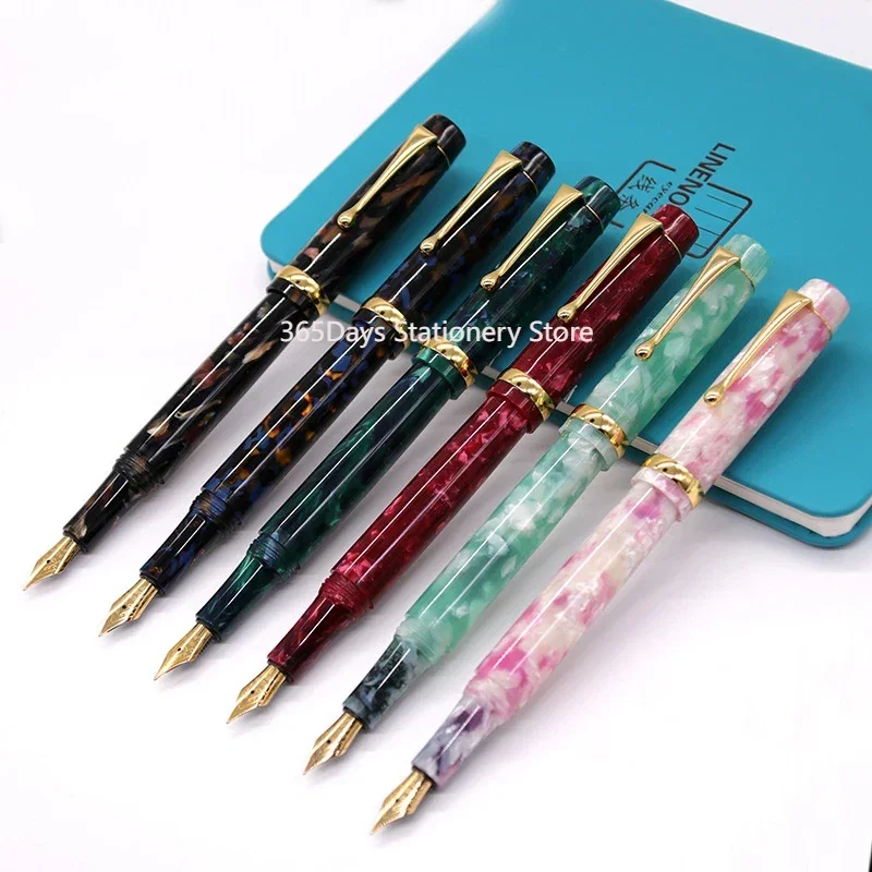 

Small Tofu Cellulose Acetate Acrylic Fountain Pen Calligraphy Writing Pen Totating Pen Cap Pearl Pen Resin Celluloid Gift