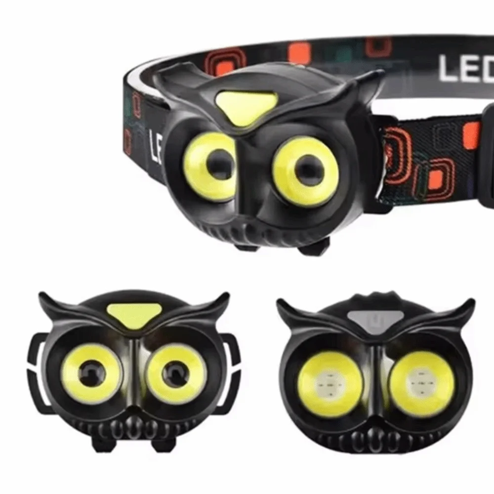 Portable Owl Headlamp Mini Size Type-C Rechargeable COB Headlamp Magnetic Base Rotating Light Rechargeable Headlight