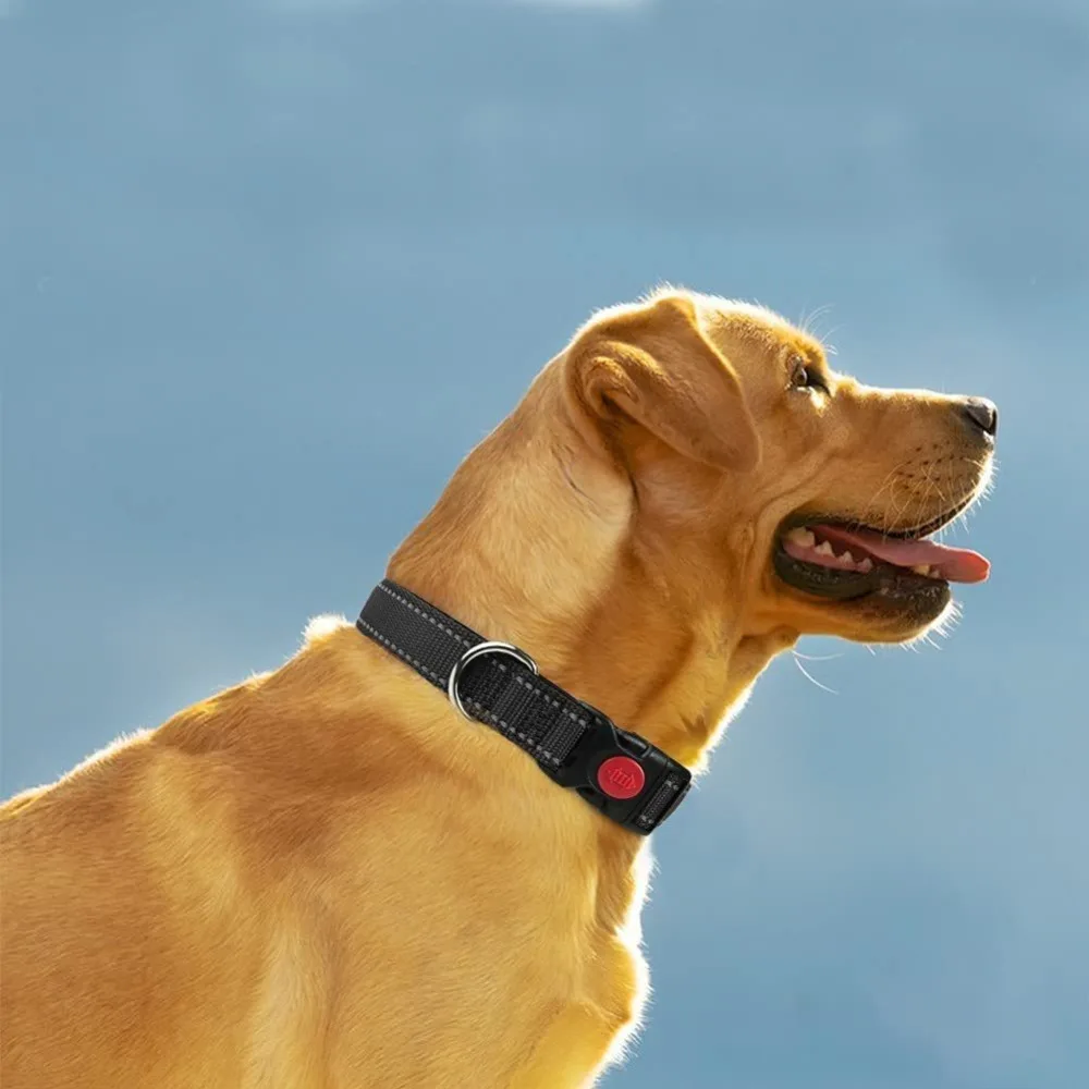Adjustable Reflective Dog Collar Nylon Soft Pet Neck Strap Breathable Safety Buckle Pet Safety Collar Small and Medium Dog