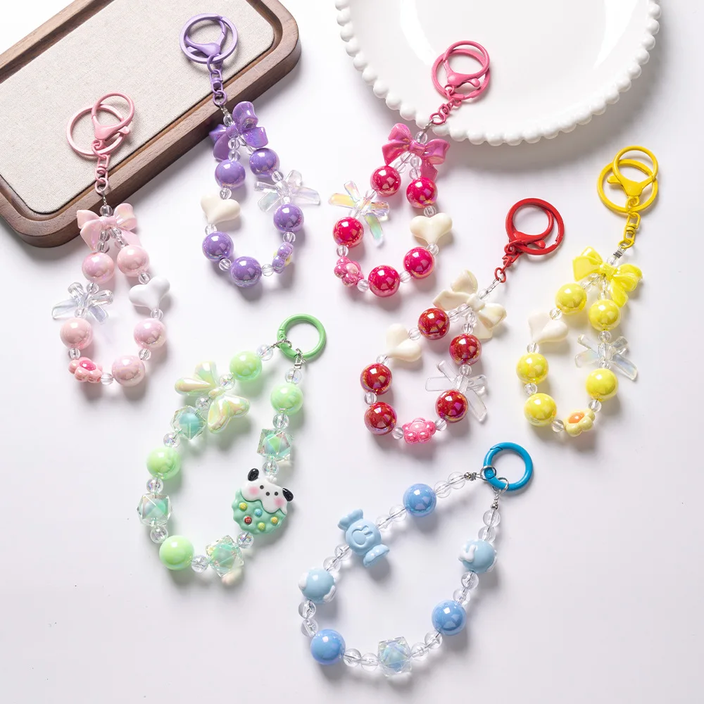 Fashionable Acrylic Colored Mobile Phone Lanyard Bag Accessories Trendy Mobile Phone Chain Bag Lanyard Car Keychain