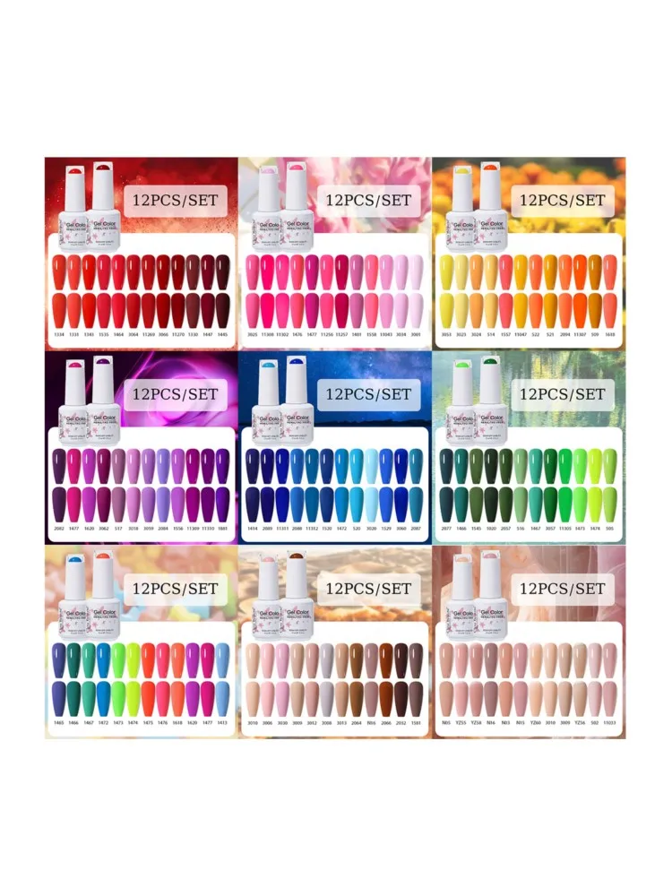 Clou Beaute 12-teiliges TPO & HEMA FREIES Nagel-Gel-Lack-Set Rot Rosa Nude Grün Gelb Lila UV-Gel Nagellack Semi-Permanent Nagellack