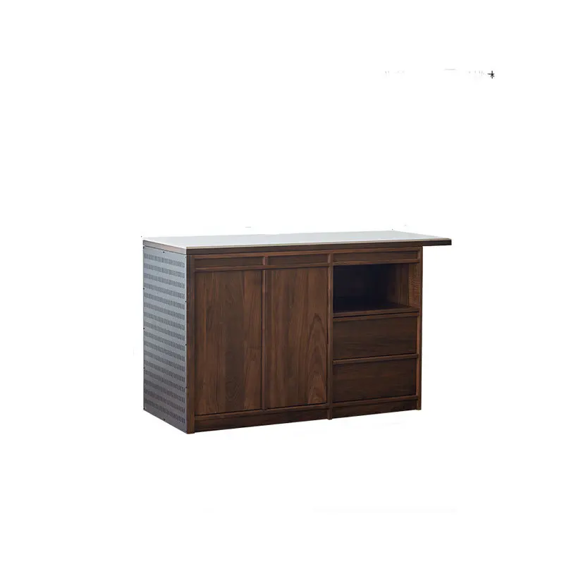 

North America, black walnut, island, dining table, integrated, Nordic, simple, small apartment, multi-function, storage