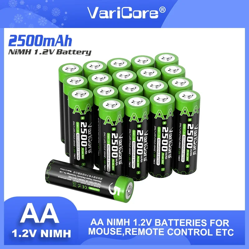 1-50PCS VariCore Nuovo 1.2V VC-AA 2500mAh Ni-MH Batteria Ricaricabile Per La Temperatura Pistola di Controllo Remoto Del Mouse giocattolo batterie