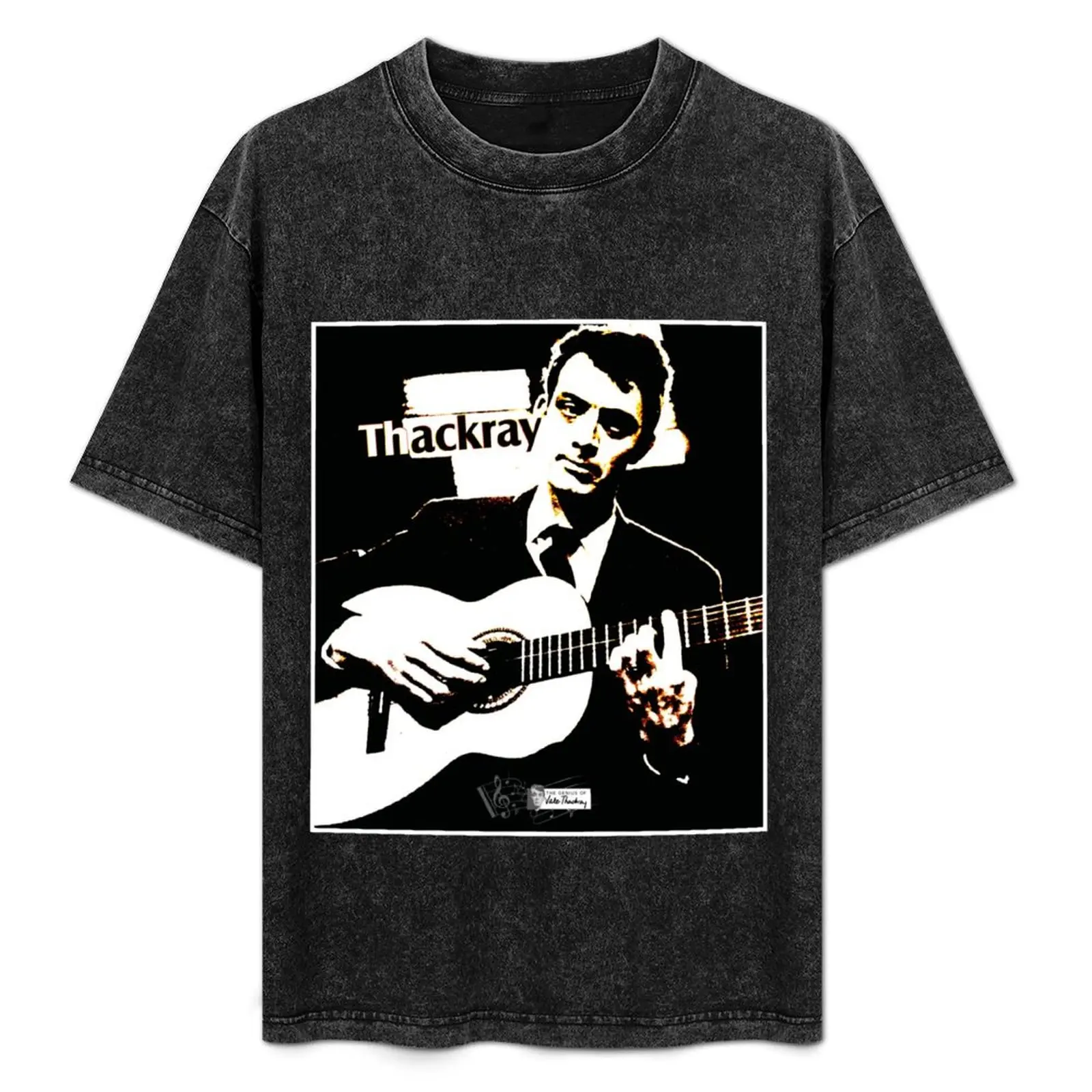 Jake Thackray Playing Guitar T-Shirt summer clothes customs Short sleeve tee blue lock mens plain t shirts