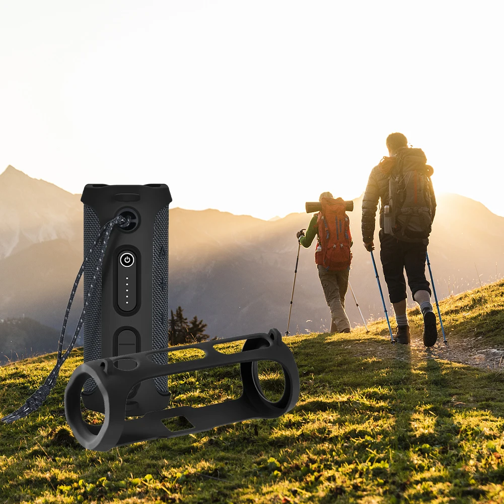 Soft Speaker Sleeve Portable Speaker Protective Cover with Shoulder Strap and Carabiner Protective Case for JBL FLIP ESSENTIAL 2
