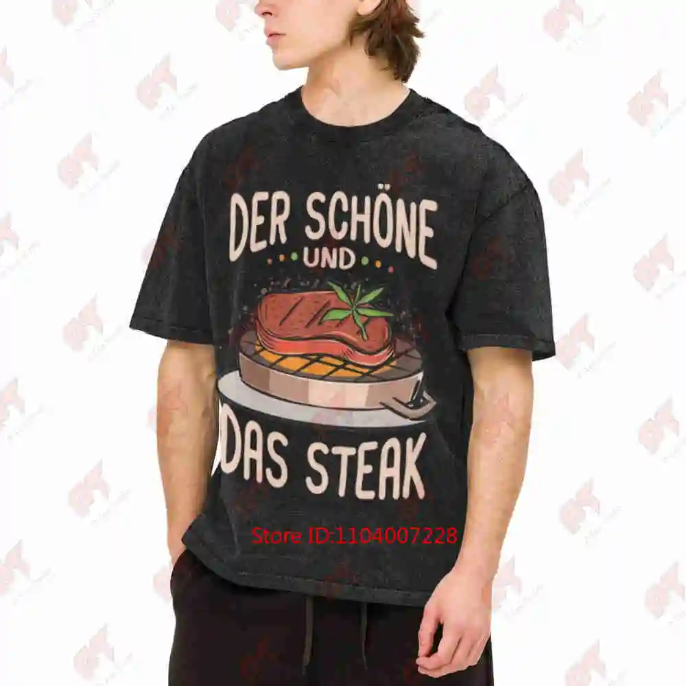 Funny BBQ Grill Master Steak German Quote Vintage Washed Tee Pure Cotton T-Shirt