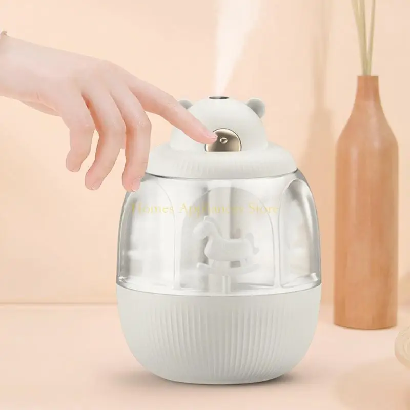 Umidificador ar d0ab com caixa música carrossel colorida led lump bedroom difusor difusor cargos carro