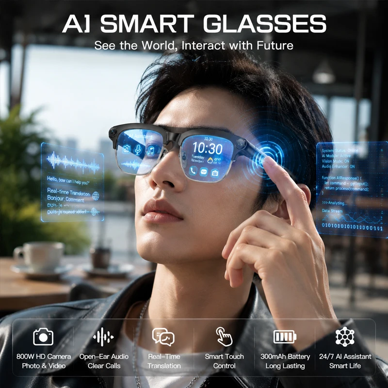 

2026 New 800W HD Camera Smartglasses AI Smart Translation Video Recording AI Voice Assistant Recording Dual Speakers Sunglasses