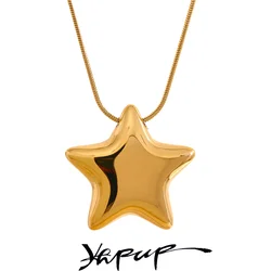 Yhpup 316l Stainless Steel Star Pendant Necklace Waterproof 18K PVD Plated Metal Fashion Jewelry Attractive Women Accessories