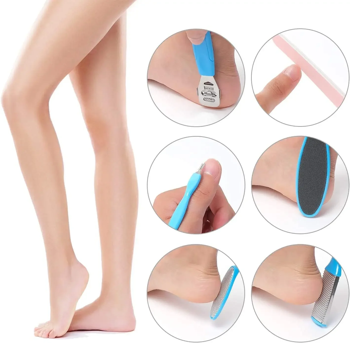 8 قطعة مجموعة القدم الأخطبوط عين السمكة التقشير كعب مبراة كعب تشنج كعب تشنج كعب الكراك إزالة الملفات كعب وحيد