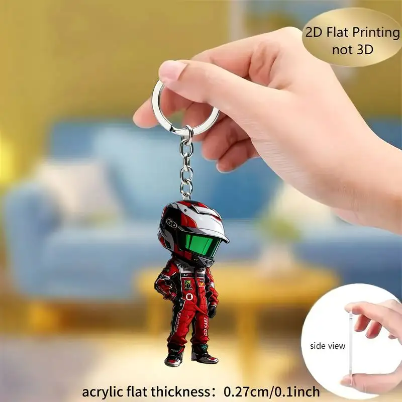 Porte-clés de moto en acrylique plat 2D, créatif et pratique, pendentif universel tendance pour voiture, portefeuille, sac, unisexe