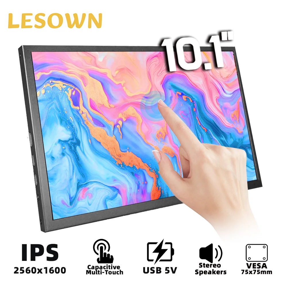 

Портативный внешний монитор LESOWN 8.9 10.1 Mini USB-C с IPS-дисплеем 2560x1600 для ноутбуков, ПК, работы и игр