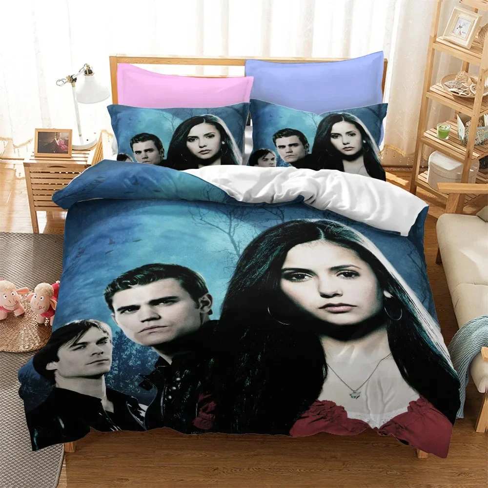 Exquisite 3D Print The Vampire Diaries Bedding Set,Duvet Cover Bed Set Quilt Cover Pillowcase,King Queen Twin Size Boys Girls Ad