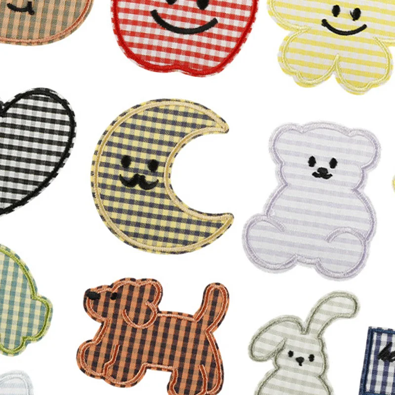 15 Stück Anime-Tier-Aufnäher zum Aufbügeln für Kleidung, Kinder, Schleifen, bestickte Aufkleber, Streifen-Patches, DIY-Stoffnäharbeiten, Stern-Jacken-Aufnäher – Detail 5