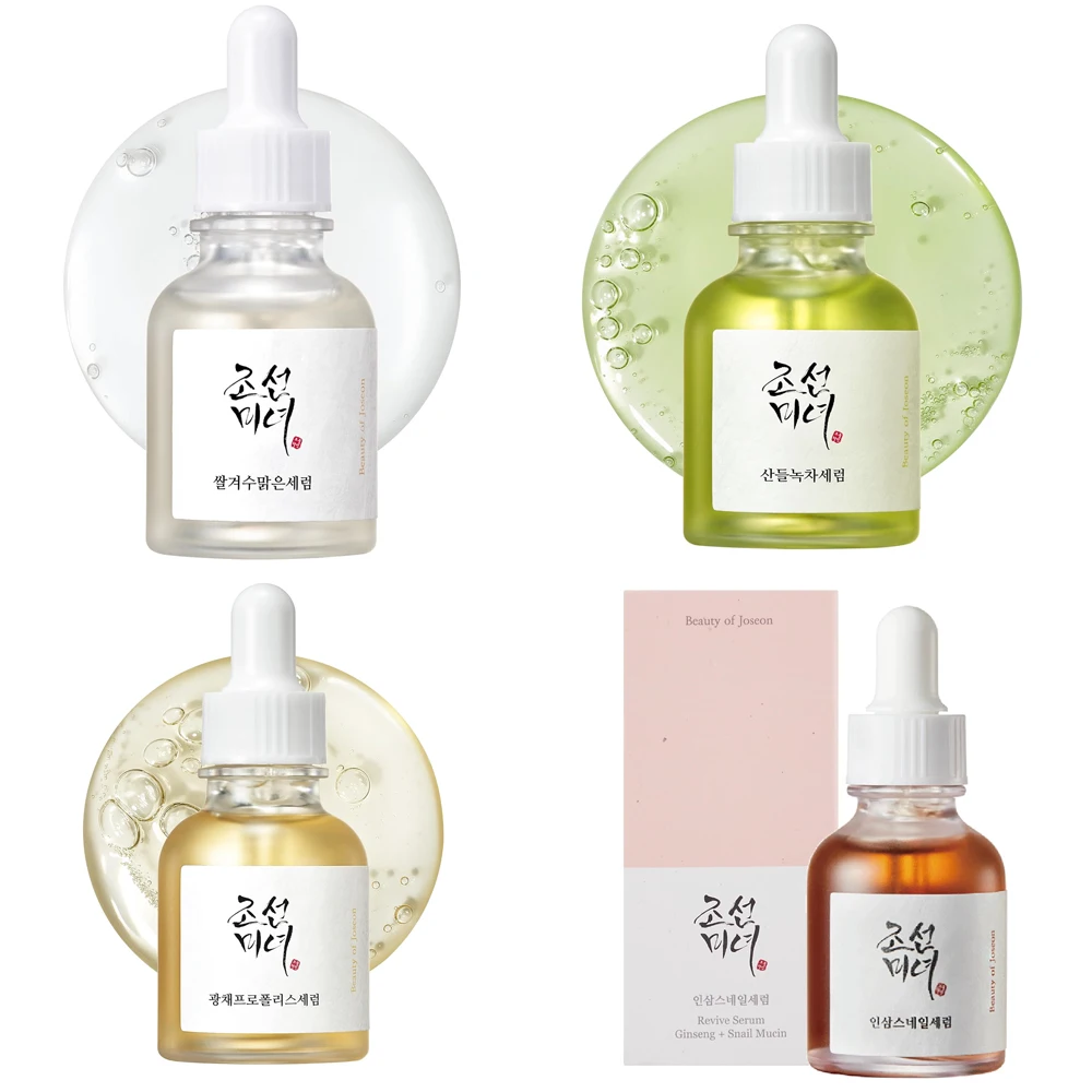 Korean Skin Care Beauty Calming Serum Green Tea Glow Deep Serum Rice Revive Snail Mucin Ginseng Serum Glow Serum Makeup Brush