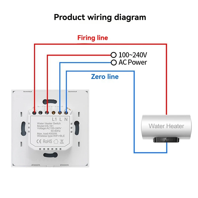 Wifi Boiler Switch/Water Heater Controller 20A Tuya Smart APP Remote Control Alexa Home Voice Glass Panel EU Plug