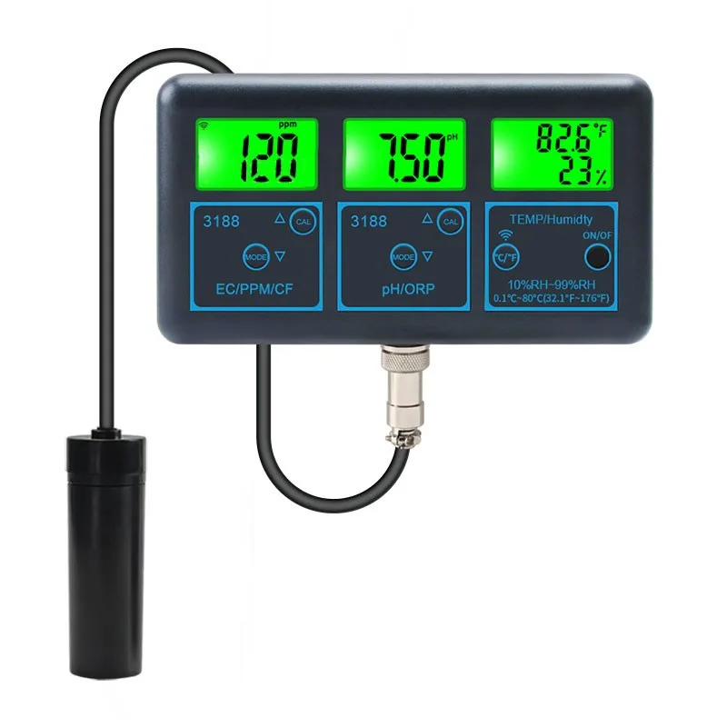 BLE-3188 7-In-1 WiFi Water Quality Tester Online Water  for PH/ORP/EC/PPM/CF/Humidity/Temperature Testing