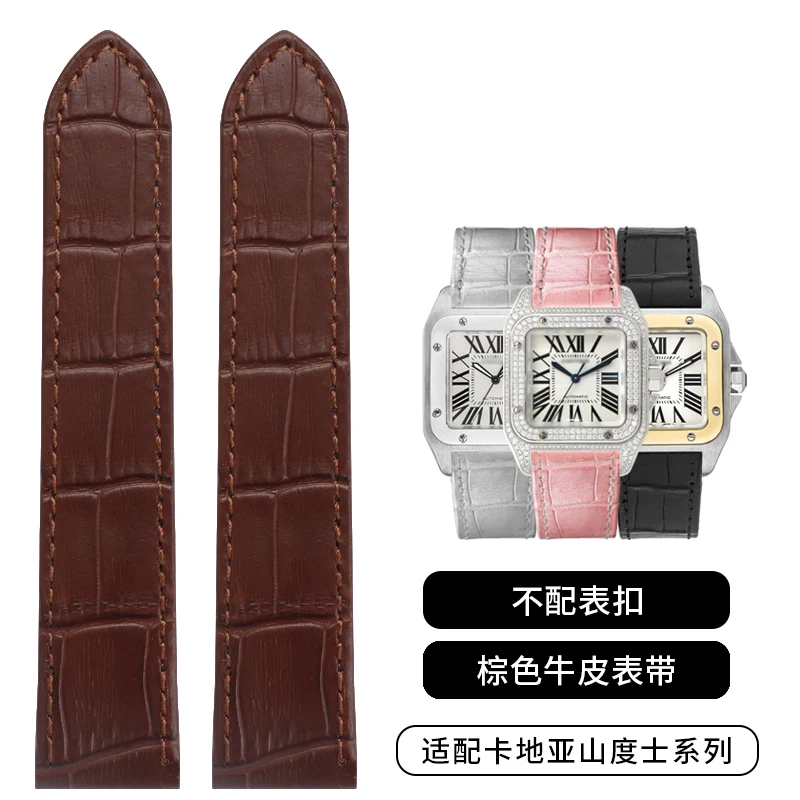 20mm 23mm Hoge Kwaliteit Lederen Horlogeband Voor Cartier Horlogeband Santos 100 Serie mannen En Vrouwen vouwgesp