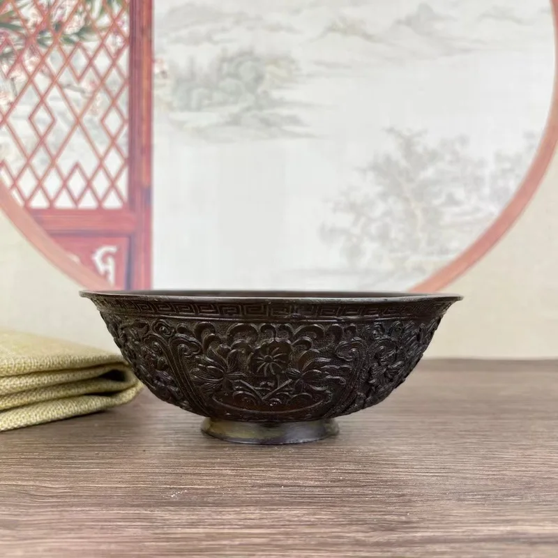 Antique copper flower bowl, vintage antique items, authentic old copper bowl, guaranteed authenticity, special price