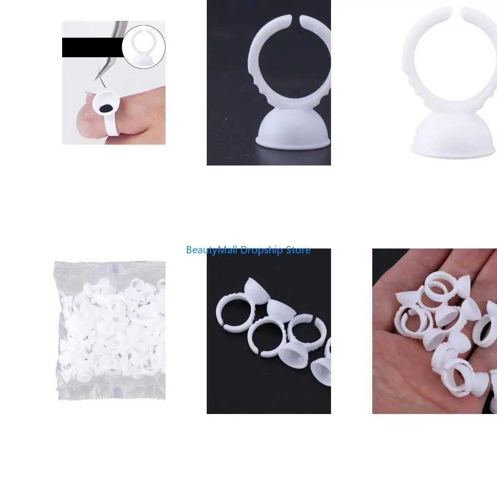 40JD 100Pcs Disposable Ring Holder Pallet For Eyelash Extension Set White