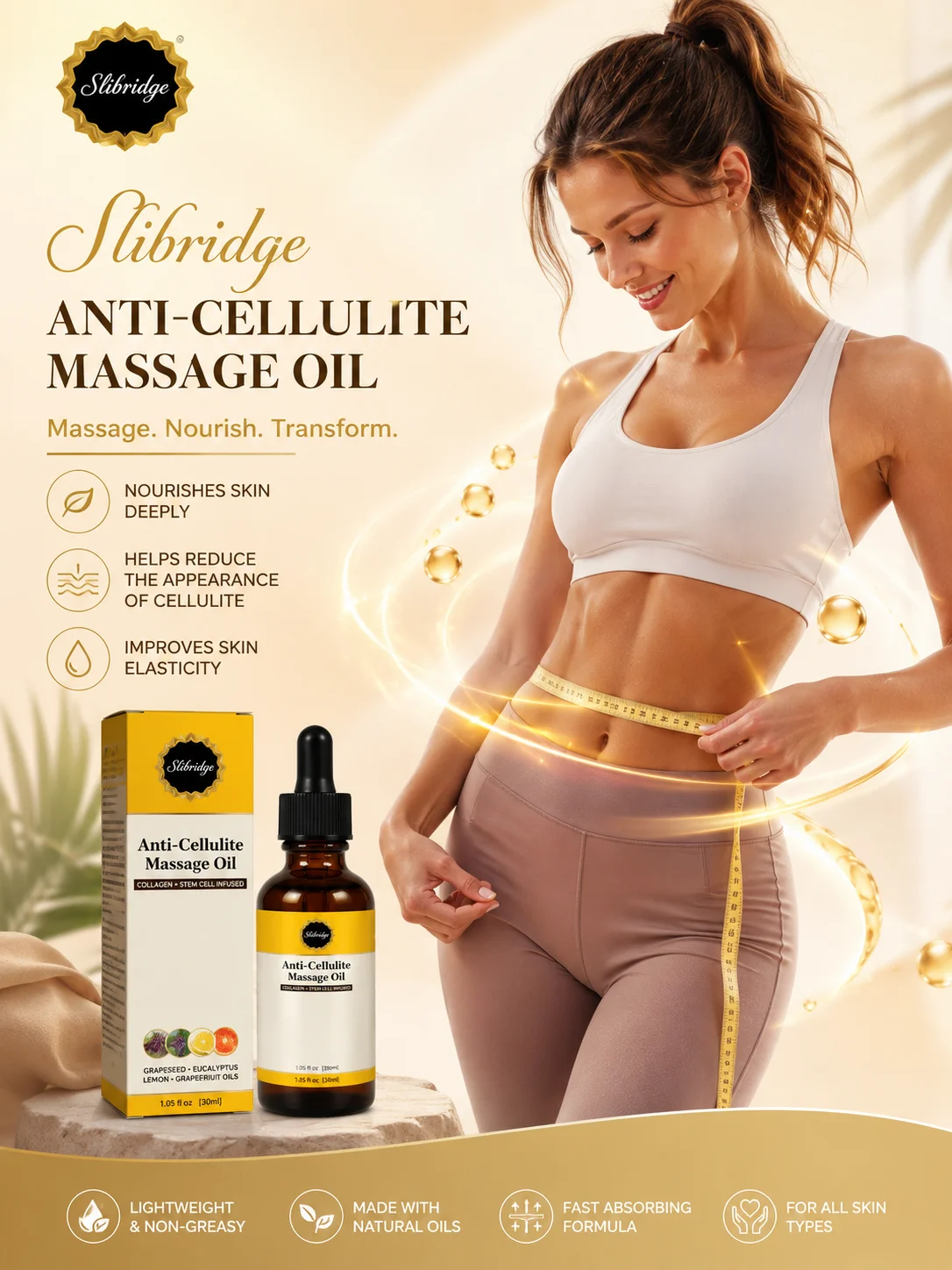 Firming Body Essential Oil for Women Men Massage Skin Tightening and Shaping Care
