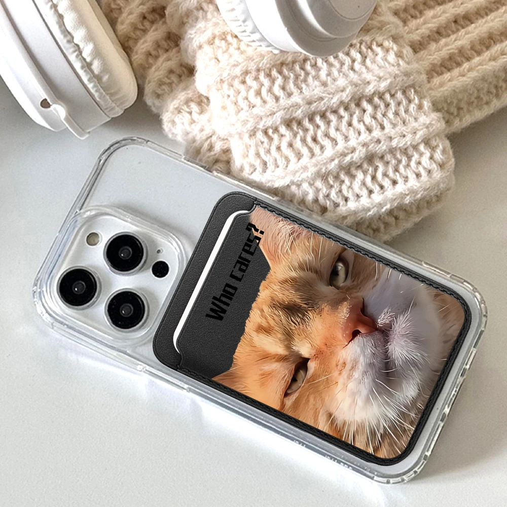 Kreatives Straßenkatzen-Leder-Kartenetui Handy-Kartenhalter für Magnetische Hülle Geeignet für alle iPhone Magsafe Karten-Handy-Rückentaschen – Detail 4