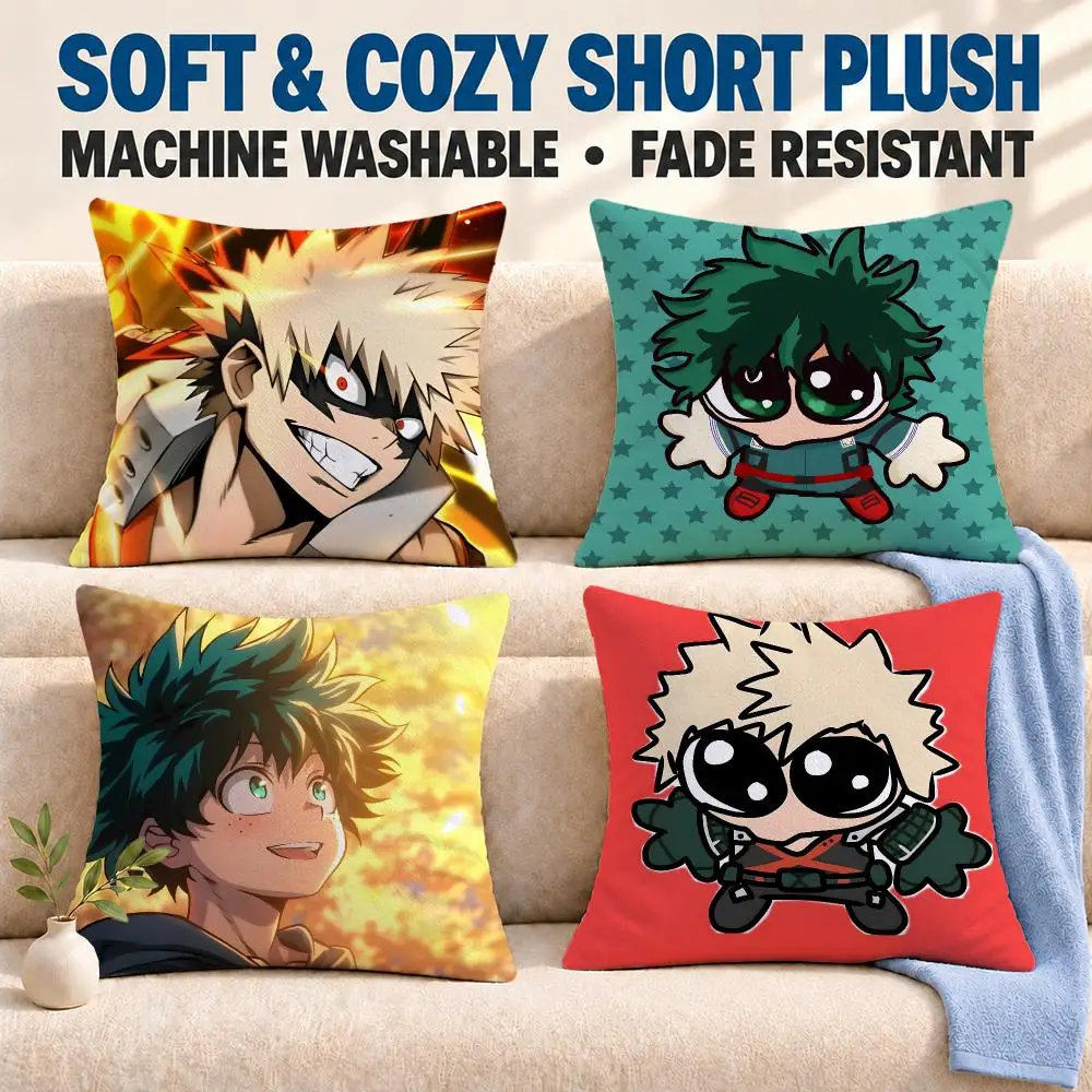 anime My Hero Academia Cushion Cover Soft Washable Pillowcase Cushion Cover for Sofa Bed Car Travel Office Home Decor