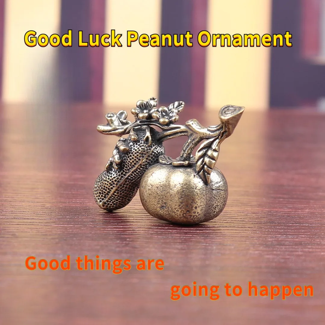 Bronze Pomegranate Peanuts Good Things Happen Vintage Home Decor Office Desktop Tea Pet Artistic Craftwork Ornament