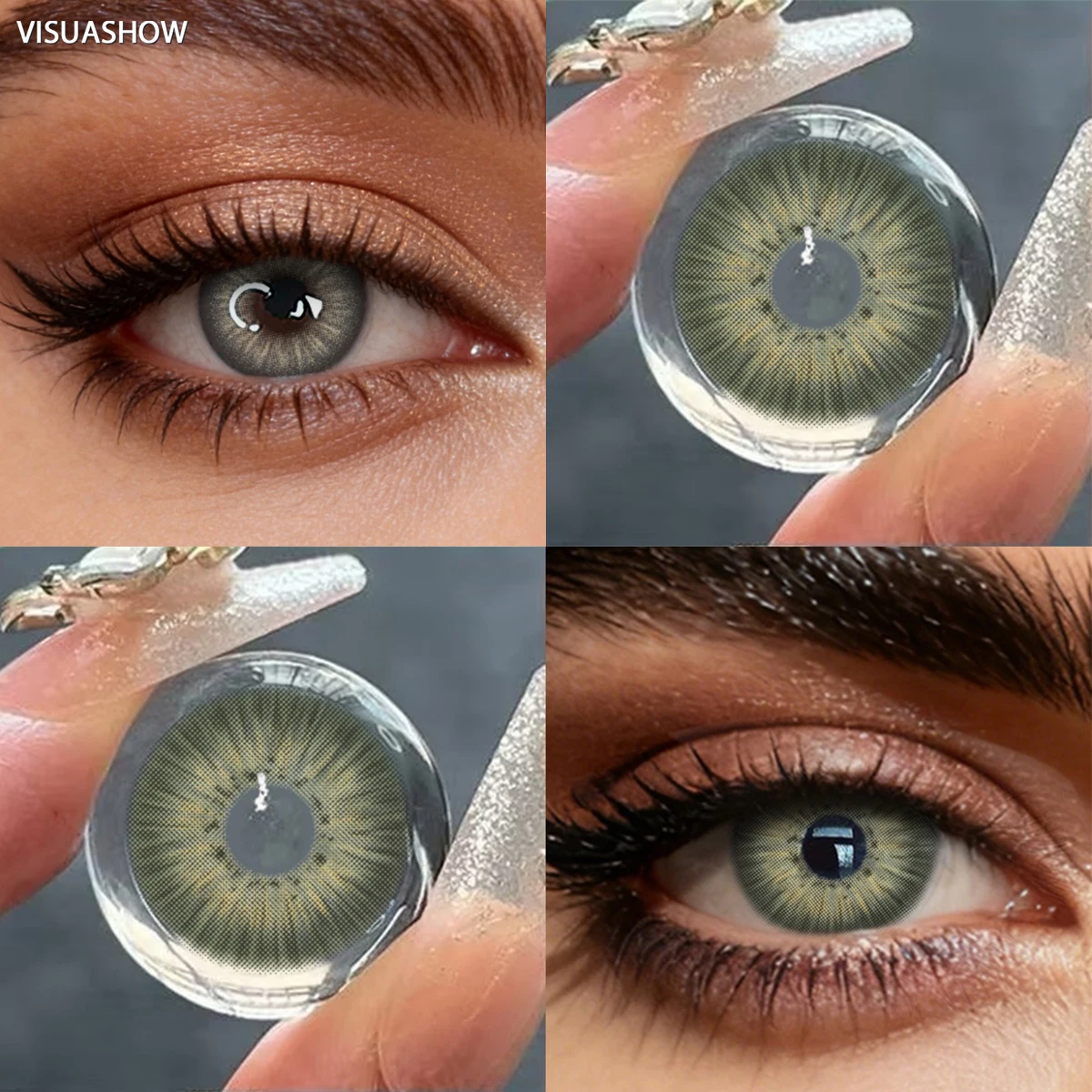 Visuashow 2 Stück Natürliche Farblinsen, Jährlich Tragbar, für Myopie mit Stärke, Weich und Bequem. Perfekt für modisches Make-up, Kosmetik und alltägliche Looks, die Ihre Schönheit unterstreichen – Detail 2