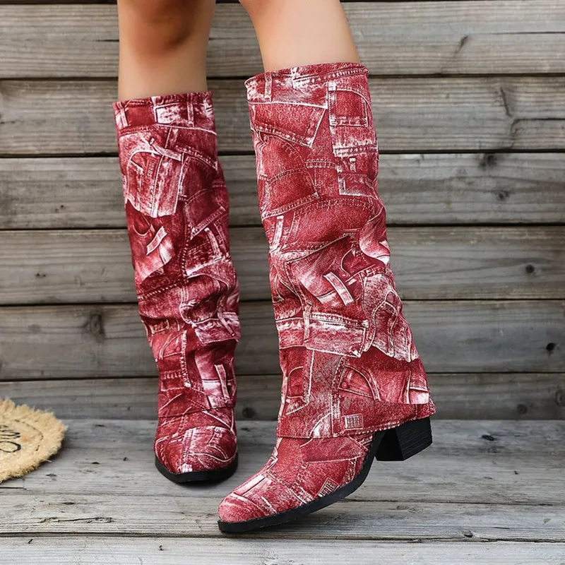 Bottes de moto tendance 2026 pour femmes, bottines longues d'hiver, bout pointu, talon épais, bottines décontractées montantes pour femmes, Botas Mujer