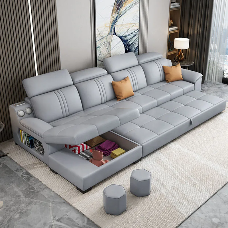 Regulowany podłokietnik Wielofunkcyjna sofa do przechowywania Living Relaxing Convertible Sofa Elegancki narożnik Sofy Do Salonu Meble domowe