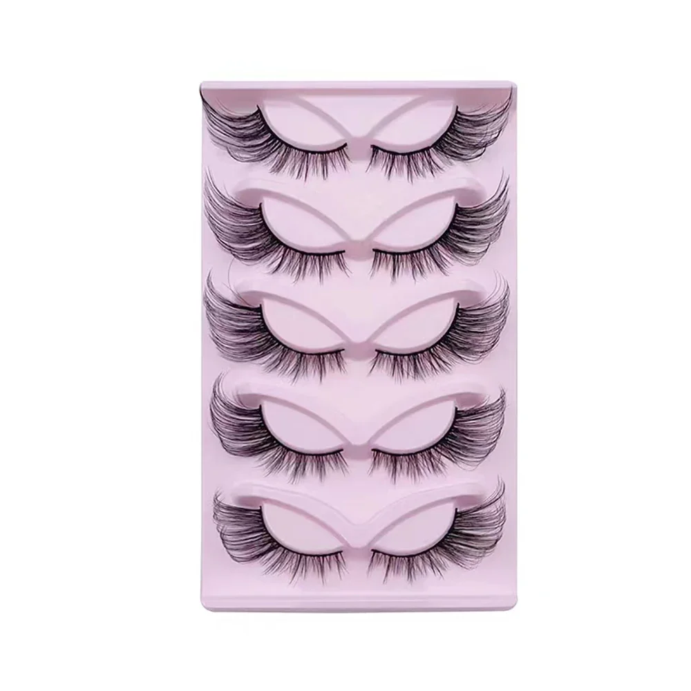 5 pairs Dramatic Volume Fox Eye Cat Eye Soft 3D Faux Mink False Eyelashes - Enhance Your Eye Look with Long, Lush Lashes