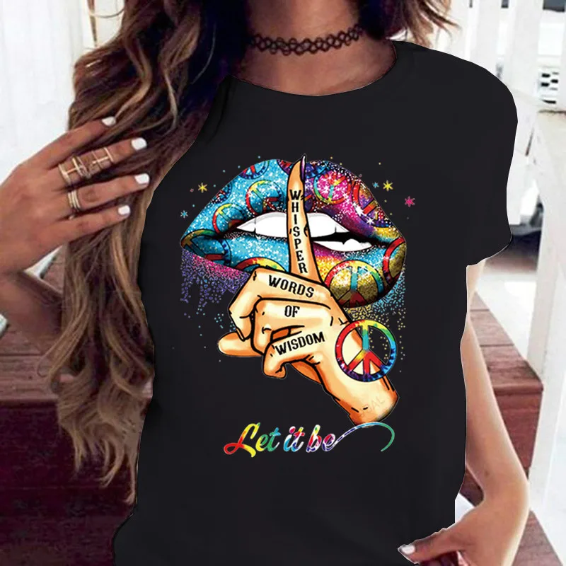 

ХЛОПКОВЫЙ 100% свободный круглый вырез, креативная футболка с короткими рукавами, женская футболка большого размера, топы, эстетичная одежда