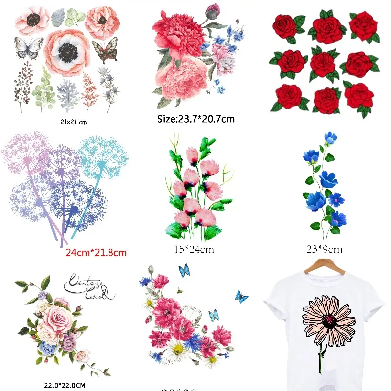 Vintage Flower Butterfly Patches on Clothes Iron-on Transfers for Clothing Thermoadhesive Patches Thermal Stickers Fusible Patch