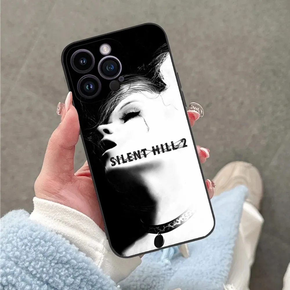 Horror Games S-Silent H-Hill Phone Case For iPhone 16,15,14,13,12,11,Plus,Pro Max,XS,X,XR,SE,Mini,8,7 Soft Silicone Black Cover