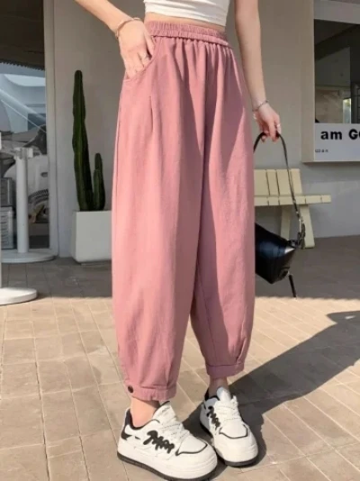 plus Size Harlan Pants Women's High Waist Slimming Leggings Thin Summer Style Korean Version Cover Butt Carrot Pants
